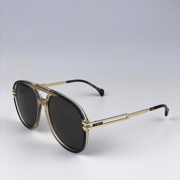 🔥Gucci GG1104S 003 Sunglasses Transparent Brown Gold Brown Pilot Unisex - Picture 8 of 12